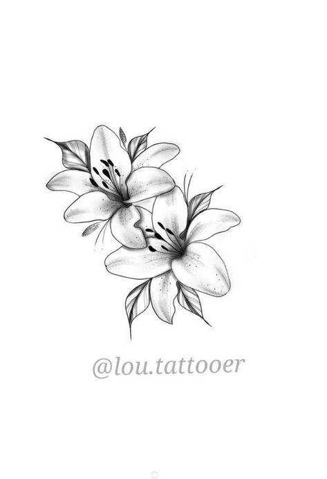 Plumeria And Lily Tattoo, Lilly Flower Tattoo Designs Simple, Small Lilly Flower Tattoo, Azalea Flower Tattoo, Azalea Tattoo, Hawthorne Flower Tattoo, Lilly Flower Tattoo, Stargazer Lily Tattoo, Lillies Tattoo