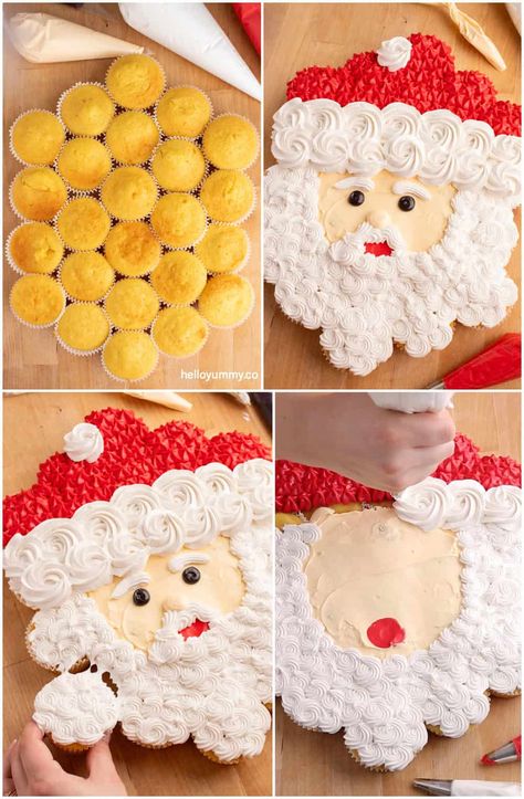 Festive Santa Pull-Apart Cupcakes Santa Pull Apart Cupcakes, Santa Cupcake Cake, Fun Ideas For Kids, Santa Cupcakes, Strawberry Santas, Pull Apart Cupcake Cake, Christmas Tree Cupcakes, Pull Apart Cake, Cake Pulls