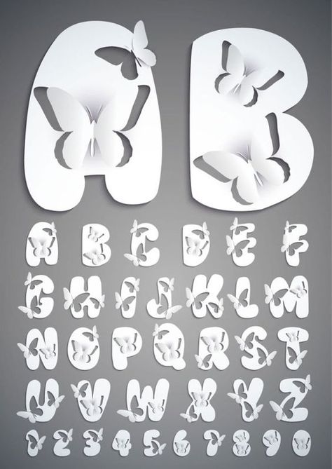 Design Alphabet, Paper Butterflies, Butterfly Crafts, Alphabet Design, Paper Cut Art, Kirigami, Letter Paper, Origami Paper, Paper Projects