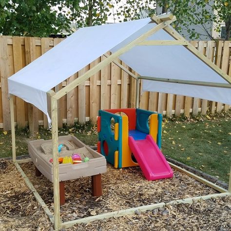 SIMPLE SHADE COVER - RYOBI Nation Projects Kids Yard, Backyard Kids, Play Area Backyard, Backyard Kids Play Area, Backyard Shade, Outdoor Play Areas, Kids Backyard, Outside Play, Diy Shades