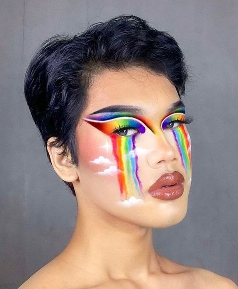 shane steven on Instagram: "Crying in Rainbow🌈🏳️‍🌈 - Happy pride month y'all. I'm planning to make a series, I will do every single colors in the LGBT flag after my birthday. I may the only one that is not happy when your birthday is coming? Hmm.. - Product highlights: @colourpopcosmetics Palette @onesize Liner @dragunbeauty Transformation powder - Tags: #mua #muasupport #muaunderdogs #muafollowtrain #muafeaturing #muafeature #muafollow #makeupartist #makeup #makeuptutorial #makeupideas #prid Pride Month Makeup, Makeup Artistique, Plouise Makeup Academy, Pride Makeup, Happy Pride Month, Anastasia Brow, Lgbt Flag, Colourpop Cosmetics, Happy Pride