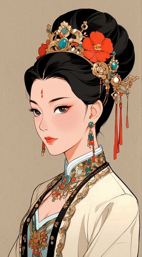 Ancient Chinese Clothing Drawing, Chinese Character Art, Hanfu Drawing, Ancient Japanese Clothing, Ancient Illustration, Kalimba Notes, Chinese Drawing, Chinese Drawings, Ancient Chinese Clothing