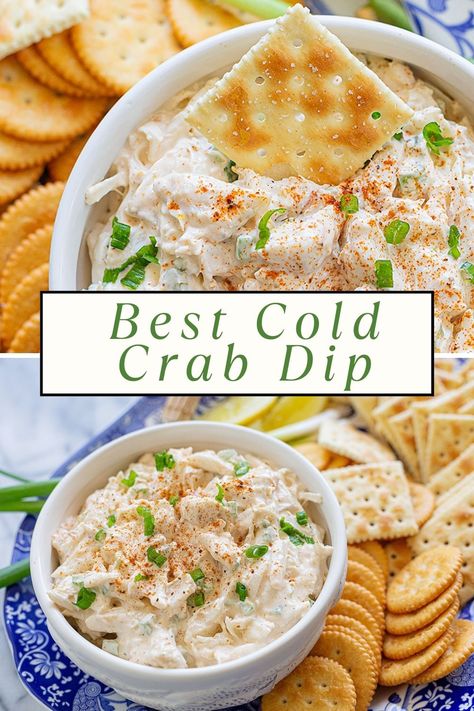 Enjoy this creamy cold crab dip, packed with tons of fresh cab meat. It is quick and easy, and the perfect recipe for seafood lovers🦀 Crab Easy Recipes, Cream Cheese And Crab Dip, How To Make Crab Dip, Fresh Crab Dip, Easy Seafood Dip, Crab Dips And Appetizers, Homemade Crab Dip, Cream Cheese Crab Dip Cold, Imation Crab Dip Recipes