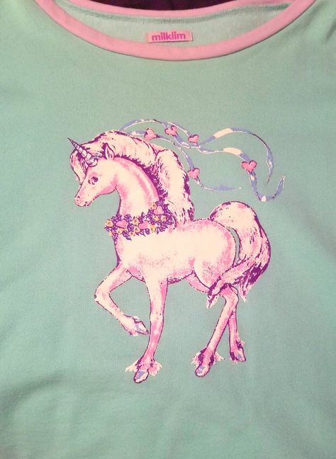 My milklim unicorn sweatshirt in mint! Its so cute and it even has pockets Unicorn Aesthetic Clothes, Unicorn Sweater, Unicorn Shirt, Pink Aesthetic, Pink Fashion, Aesthetic Clothes, Cool Outfits, Sweatshirts, My Style