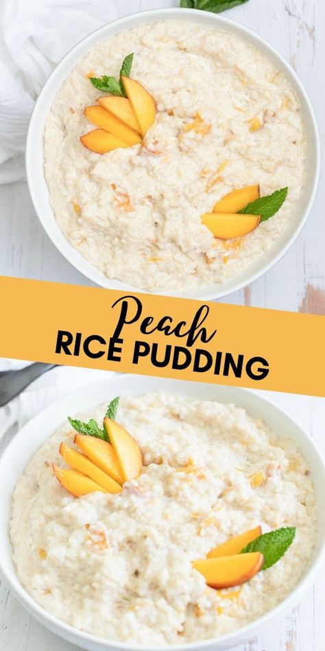 Peach Rice, Rice Puddings, Brown Rice Pudding, Drink Presentation, Baked Rice Pudding, Creamed Rice, Rice Pudding Recipes, Rice Desserts, Recipe Hacks