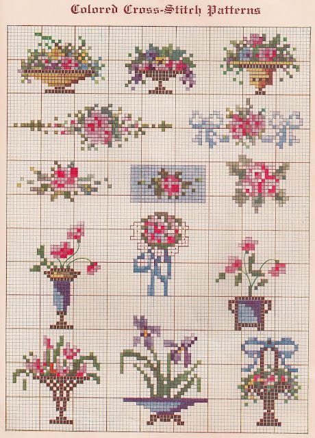 Sew Patterns, Floral Cross Stitch Pattern, Vintage Cross Stitch Pattern, Small Cross Stitch, Pola Kristik, Cross Stitch Patterns Flowers, Mini Cross Stitch, Cross Stitch Borders, Vintage Cross Stitches