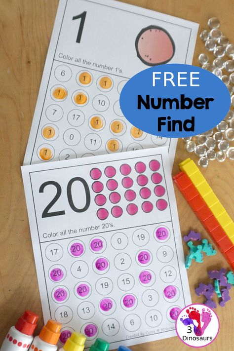 Find The Number Preschool Free Printable, Number Find Worksheets Free Printable, Number Bingo Preschool 1-10 Free, 1-20 Worksheets Free Printable, Preschool Number Worksheets 1-20 Free, Number Posters Free 1-20, Number Posters Free, Numerical Numbers, Number Recognition Preschool