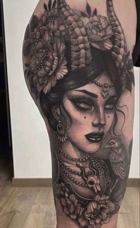 Lilith Tattoo, Dark Feminine Tattoos, Leg Tattoo, Dark Feminine, Feminine Tattoos, Leg Tattoos, Tattoo Images, Greek Mythology, Beautiful Images