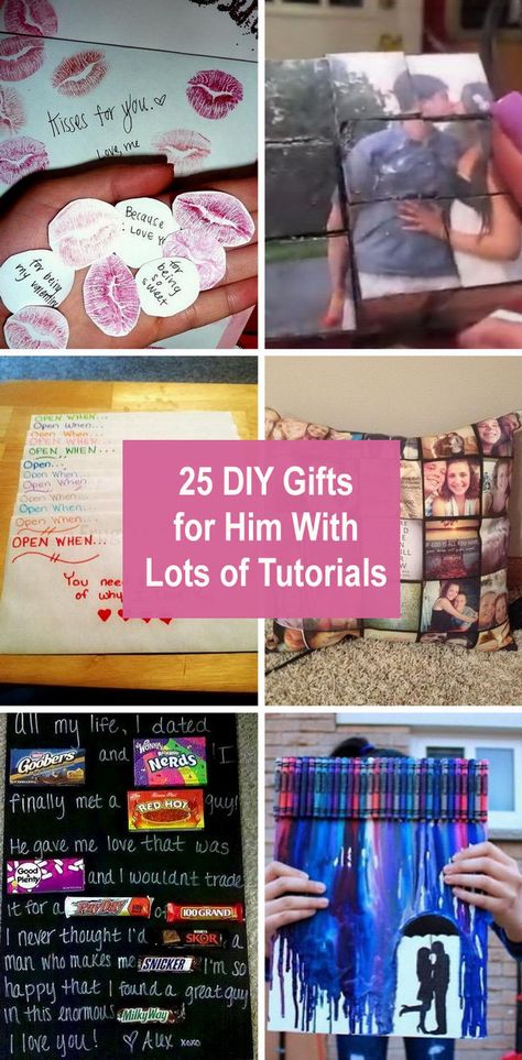 25  DIY Gifts for Him With Lots of Tutorials Diy Just Because Gifts For Him, 5 Senses Gift For Boyfriend, Joululahjat Diy, Diy Gifts For Christmas, Selamat Hari Valentine, Diy Crafts For Boyfriend, Diy Anniversary Gifts For Him, Display Visual Merchandising, Couple Crafts