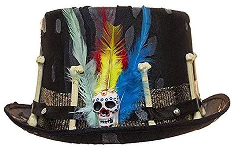 15-Cool-Amazing-Halloween-Costume-Hats-Ideas-2018-12 Voodoo Top Hat, Halloween Costume Hats, Shark Hat, Reindeer Hat, Coloured Feathers, Witch Doctor, Mini Top Hat, Pirate Hats, Food Fashion