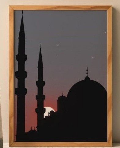 Islamic Art Easy, Islamic Acrylic Painting, Islamic Painting Ideas, Pakistan Painting Ideas, Muslim Painting, Dairy Entry, Islam Painting, Canvas Islamic Art, Canvas Art Painting Abstract