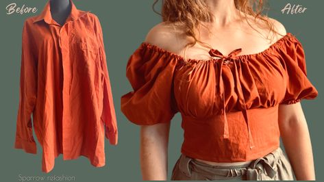 Flip Tutorial, Thrift Flip Clothes, Cottagecore Blouse, Upcycle Clothes Diy, Diy Vetement, Diy Clothes Design, Thrift Flip, Diy Sewing Pattern, Diy Sewing Clothes