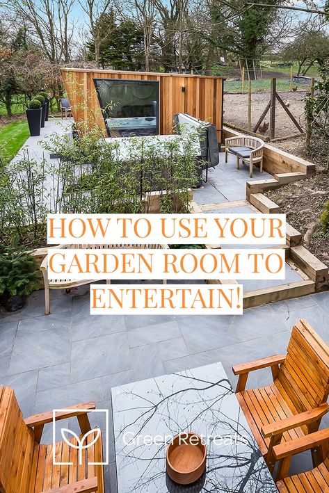 Looking to entertain your loved ones? Read all about how your garden room can be the perfect set-up to entertain your guests no matter what the occasion... Garden Room Lighting, Modern Garden Room, Garden Room Design, Garden Room Ideas, Garden Pods, Add A Room, Garden Rooms, Small Buildings, Room Design Ideas