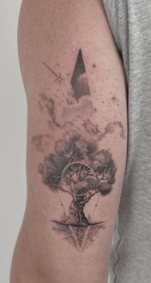 Dead Tree Tattoo, Tattoos Tree, New Tattoo Ideas, Reflection Tattoo, Yggdrasil Tattoo, Bird Design Tattoo, Cage Tattoos, Tree Tattoos, Ribcage Tattoo