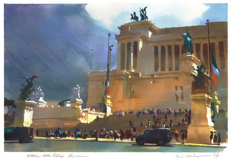 Nathan Fowkes, Watercolor Architecture, Sketch Painting, Watercolor Inspiration, Traditional Paintings, Drawing Tutorials, Photo Images, Environmental Art, Gouache Painting