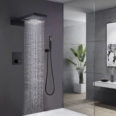 Buy Shower Heads Online at Overstock | Our Best Showers Deals Showers With Rain Shower Heads, Shower With Handheld Sprayer, Shower Heads Rainfall, Shower Head Ideas, Granite House, Bathroom Rehab, Barn Layout, Bathroom Pics, Big Shower