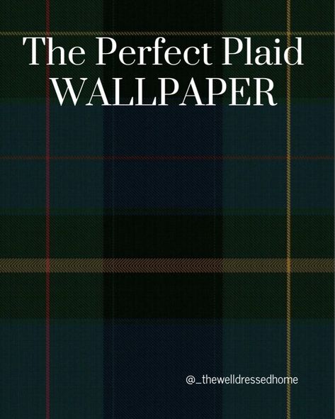 Tartan Wallpaper Office, Green Laundry Room Wallpaper, Ralph Lauren Plaid Wallpaper, Wallpaper For Library Room, Ralph Lauren Decorating Ideas, Plaid Bathroom Wallpaper, Dark Plaid Wallpaper, Plaid Wallpaper Office, Tartan Wallpaper Living Room