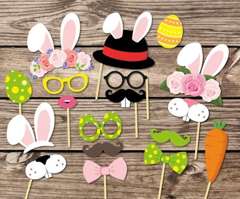 Easter Photo Props Diy, Easter Photo Booth Ideas, Spring Photo Booth, Easter Photo Booth Props, Bachelorette Props, Photo Booth Props Christmas, Easter Treat Boxes, Party Booth, Easter Photo Booth