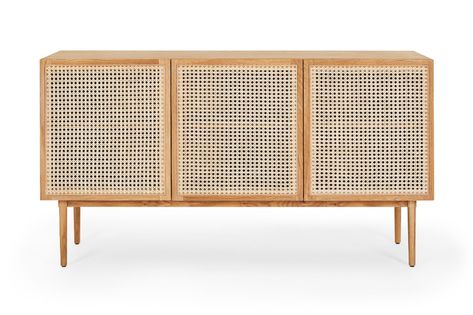 Tara Rattan Sideboard - Cabinet with Storage | Lounge Lovers Cane Sideboard, Oak Buffet, Decoration Buffet, Rattan Doors, Modernist Furniture, Rattan Sideboard, Side Board, Door Shelves, Media Cabinet