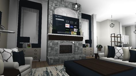 Bloxburg Living Room Ideas Modern, Bedroom Layouts For Small Rooms, Bloxburg Rooms, Large Front Door, Roblox House, Blocksburg Room Ideas￼, House Plans With Pictures, Bloxburg Builds, Free House Design