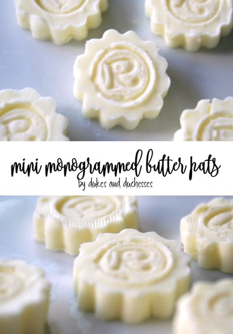 mini monogrammed butter pats {what an elegant way to serve butter} Fancy Butter, Butter Pats, Tummy Yummy, Butter Molds, Holiday Meal, Thanksgiving Fun, Chocolate Craving, Party Foods, Christmas Goodies