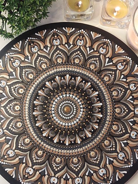 This gorgeous 12inch diameter, brown bronze metallic shade dot mandala is now available in Etsy shop Brown Dot Mandala, Metallic Mandala, Henna Canvas, Brown Mandala, Mandala Arts, Mandala Dotting, Painting Mandala, Floor Painting, Mandala Wall Decor