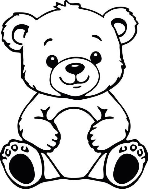 Teddy Bear Clipart Black And White, Teddy Bear Svg Free, Bear Clipart Black And White, Black And White Teddy Bear, Cute Teddy Bear Drawing, Love Dibujos, Teddy Bear Silhouette, Cute Cat Vector, Teddy Bear Outline