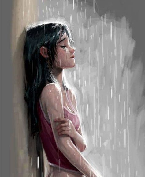 Standing In The Rain, Rain Art, Girly Art Illustrations, Girl Sketch, 영감을 주는 캐릭터, Digital Art Girl, Girly Art, الرسومات اللطيفة, In The Rain