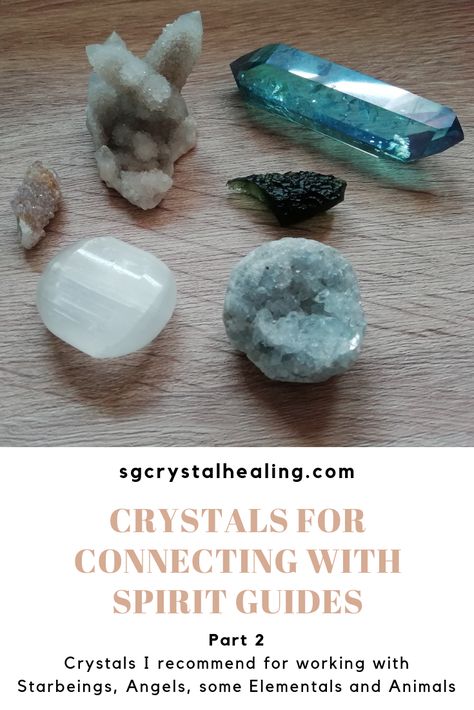 I'm sharing with you some crystal recommendations for connecting with your Spirit Guides. This is inspiration from my guides especially with the Moldavite, Selenite, Celestite and Spirit Quartz! If you connect with aliens/starbeings, Angels, mermaids, dragons, unicorns and animal guides, then this may be a post you enjoy! #crystals #spiritguides #crystalhealing Connecting With Spirit Guides, Hawaiian Flower Necklace, Connecting With Spirit, Crystals For Sleep, Jared Jewelry, Rings Crystal, Lower Back Pain Exercises, Necklace Name, Hawaiian Flower