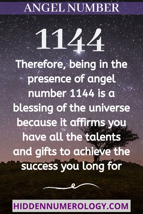 Therefore, being in the presence of angel number 1144 is a blessing of the universe because it affirms you have all the talents and gifts to achieve the success you long for and it only depends on... #angelnumber1144 #angelnumbers #numerology #spiritual 11 44 Angel Number Meaning, Angel Number 1144 Meaning, 1144 Angel Number Meaning, 1144 Angel Number, Zodiac Years, Health And Wealth, Numerology Numbers, Peace And Happiness, Angel Number Meanings