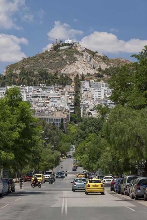 Mount Lycabettus seen from Pangrati, Kolonaki, Athens, Attica_ Greece Mount Lycabettus, Athens Photography, Greece Pics, Things To Do In Athens, Hill Photo, Attica Greece, Greek Travel, Places In Greece, Trip To Greece