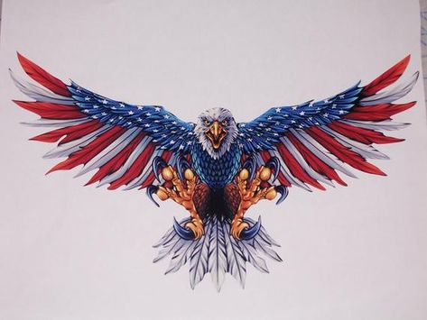 This Listing is for 1 FULL COLOR PRINTED front Facing Wings out Attack Bald Eagle Decal Made of High Quality 3M Graphic Vinyl Film. These are sold individually 1 Decal as Pictured per order .  IF YOU ORDER 2 AT THE SAME TIME WE WILL Automatically FLIP ONE SO YOU HAVE A LEFT AND RIGHT SIDE DECAL Bald Eagle Wings, Truck Bumper, Eagle Flag, American Flag Eagle, Patriotic Art, Eagle Tattoos, Eagle Art, Eagle Wings, American Bald Eagle