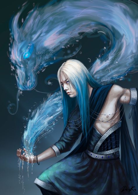 ArtStation - Water mage, Kristina Chernyavskaya Water Mage, Illustration Fantasy, Fantasy Wizard, Fantasy Images, Arte Fantasy, Magic Art, 판타지 아트, Fantasy Inspiration, Magical Creatures