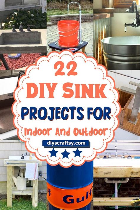 DIY Sink Projects Outdoor Sinks Diy, Diy Sink, Outdoor Garden Sink, Outdoor Sink, Garden Sink, Outdoor Sinks, Project List, Outdoor Diy Projects, Recyclable Materials