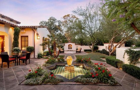 Spanish Backyard Ideas, Spanish Landscaping, Spanish Backyard, Spanish Patio, Spanish Landscape, Spanish Courtyard, Desert Backyard, Arizona Backyard, Water Wise Landscaping