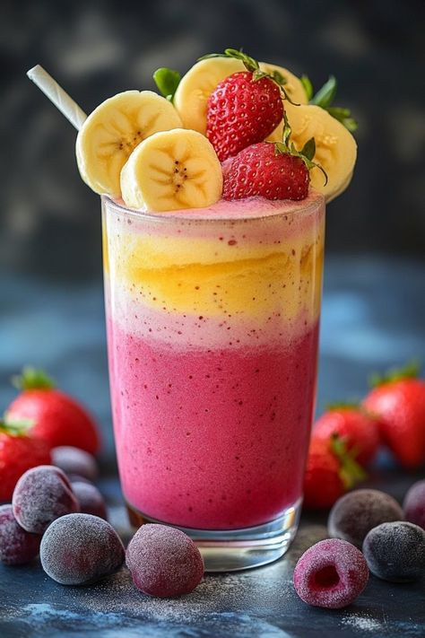 Fruit Smoothie Recipes With Yogurt, Smoothies For Pregnancy, Smoothie Photography, Smoothies For Diabetics, Fruit Inspiration, Healthy Fruit Juice, Fruit Smoothie Bowl, Layered Smoothie, Fruits Smoothies