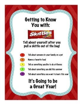 Back to School: Getting to know you with Skittles Game Day Quotes, Tiny Bags, Middle School Math Teacher, First Day Activities, Teaching 5th Grade, Fall Pumpkin Crafts, Music Curriculum, First Day Of School Activities, School Rules