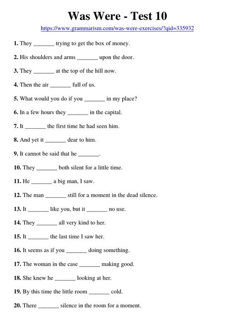 Was were worksheet 10. Solve online exercises or download printable pdf worksheets. Practice was were and learn English grammar. Check your answers for the activities. Suitable for kids and adults. Visit grammarism.com and get the worksheets. #worksheet #english #grammar #esl #practice #tefl #activities #waswere Was And Were Grammar, Was Were Exercises, Was Were Worksheet, Grammar Check, Teaching English Grammar, Learn English Grammar, Improve Your English, Online Workouts, English Grammar