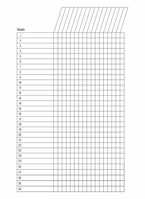 Blank Class List Template 30 Student Blank Attendance Sheet Free Printable, Blank List Template, Class List Template, Gradebook Template, Grade Book Printable, Classroom Checklist, Grade Book Template, Attendance Sheet, Class List