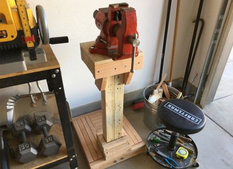 Schuler - Vise Stand - DIY Build Vice Stand Ideas, Vice Stand, Diy Wooden Bench, Vise Stand, Bench Vice, Digital Creative Agency, Bench Vise, Woodworking Shop Projects, Shop Projects