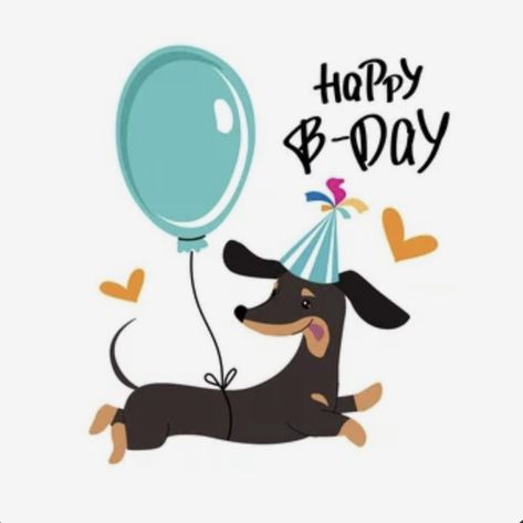 Happy Birthday Dachshund, Dachshund Party, Dachshund Birthday, Happy Birthday Wishes Cake, Birthday Wishes Cake, Birthday Illustration, Happy Birthday Wishes Cards, Happy Birthday Meme, Watercolor Birthday