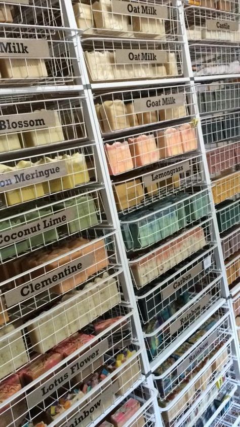 Soap Workshop Ideas, Soap Studio Spaces, Soap Workshop Studio, Soap Making Storage, Soap Curing Rack, Soap Making Studio Ideas, Soap Storage Ideas, Soap Studio Ideas, Soap Making Studio