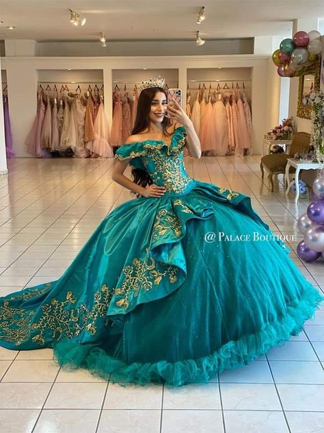 Emerald Green Charro Dress, Charo Quinceanera Dresses Green, Quinceanera Dresses Teal Turquoise, Teal And Gold Quinceanera Dresses, Emerald Green Charro Quinceanera Dresses, Jasmine Quinceanera Dress, Princess Jasmine Quinceanera Dresses, Dark Teal Quinceanera Dresses, Princess Jasmine Quinceanera Theme