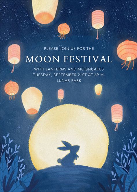 Chinese Moon Festival, Talking To The Moon, Mooncake Festival, Modern Classic Wedding Invitations, Moon Festival, 100 Day Celebration, Belated Birthday Card, Kids Birthday Themes, Mid Autumn