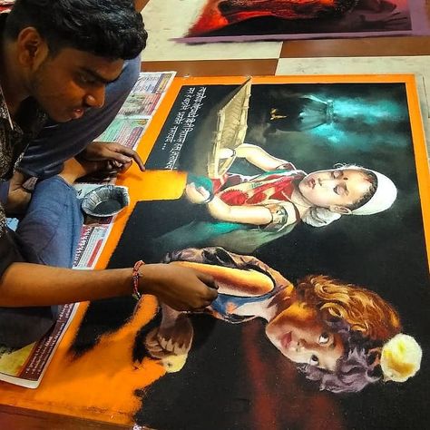 pranesh walawalkar posted on Instagram: “#beautifulart #beautiofart #musicartist #tangram #artistofcolours #coloursdrawing #chalkcarvers…” • See all of @rangitkar's photos and videos on their profile. Realistic Rangoli, Rangoli Portrait, Portrait Rangoli, Art Colleges, Best Rangoli, Rangoli Designs Simple Diwali, Rangoli Designs Latest, Realistic Portrait, Rangoli Designs