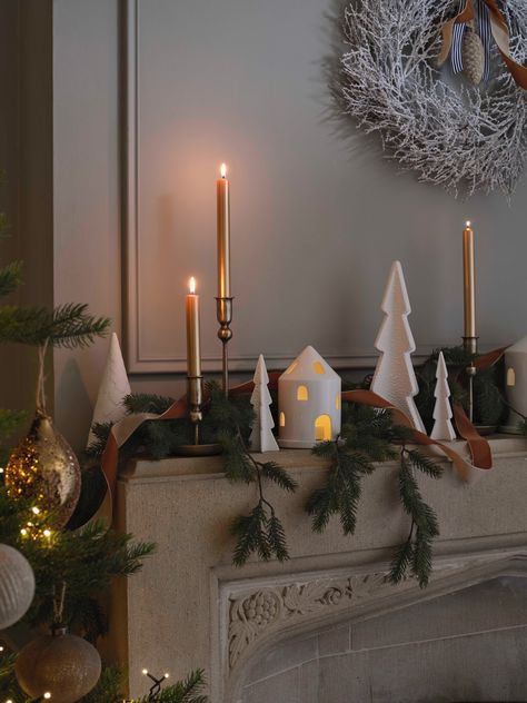 What colour palette are you embracing this year? Our brass candlesticks and gold dinner candles effortlessly complement any scheme, adding a touch of elegance to your decor. Christmas Decorations Window Sill, Christmas Window Sill Decorations, Christmas Houses Display, Window Sill Christmas Decor, Paper Clay Christmas, Christmas Candle Display, Christmas Sideboard Decor, Christmas Window Sill, Mantel Christmas Decorating Ideas