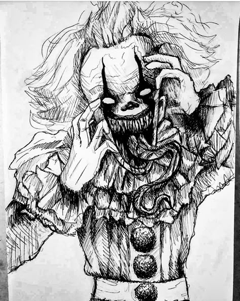 Drawing pennywise it stephenking art Pennywise Drawing Sketch, Creepy Clown Drawing, Scary Sketches, Disturbing Drawings, Creepy Sketches, Scary Drawings, Horror Drawing, Clown Horror, Creepy Drawings