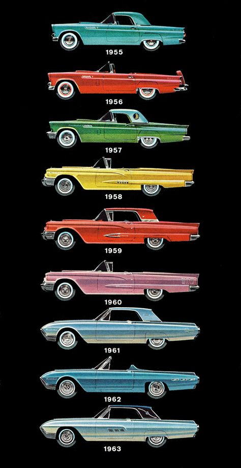 1963 Thunderbird, Ford Thunderbird 1955, Vintage Cars 1950s, Auto Vintage, Old Vintage Cars, Auto Retro, Motor Mobil, Ford Classic Cars, Car Advertising