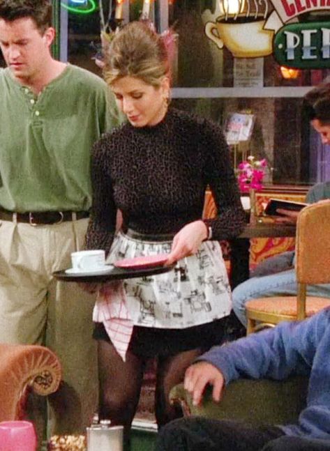 Rachel Green Coffee Shop Outfit, Rachel Green Outfits Waitress, Server Outfits Restaurant, Rachel Green Waitress Outfits, Rachel Green Waitress, 2024 Manifesting, Aniston Hair, Friends Fits, Waitress Outfit