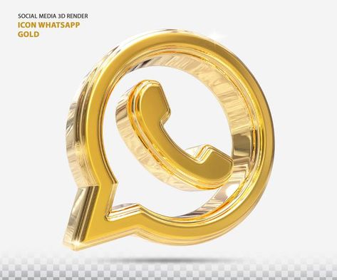 Whatsapp icon golden 3d render Premium P... | Premium Psd #Freepik #psd #logo #banner #cover #technology Professional Dp For Whatsapp, Cover Logo Design, About Whatsapp, Behance Icon, Gold Border Design, Whatsapp Logo, Instagram Black Theme, Twitter Logo, Whatsapp Icon